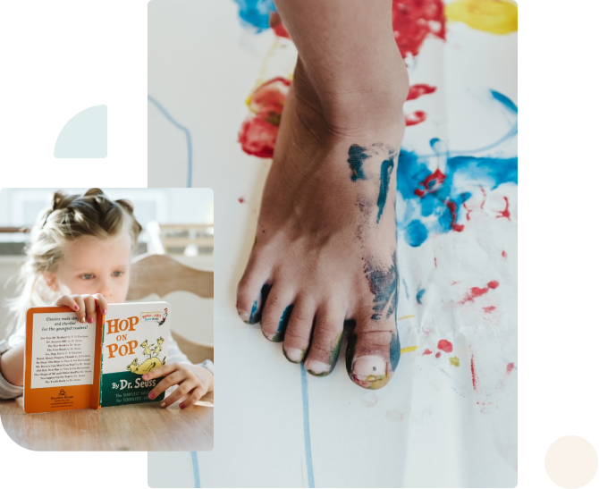 Feet with Paint and Child Reading Feet with Paint and Child Reading